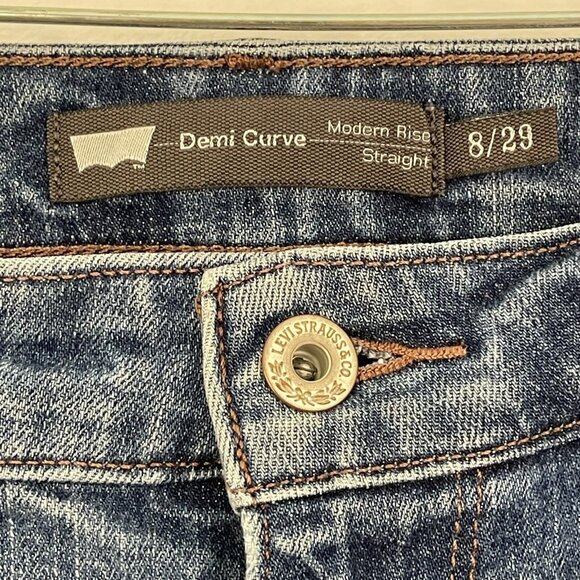 Levi's Demi Curve Jeans Womens 8/29 Blue Classic Mid-Rise Straight Denim Pants - Picture 10 of 12